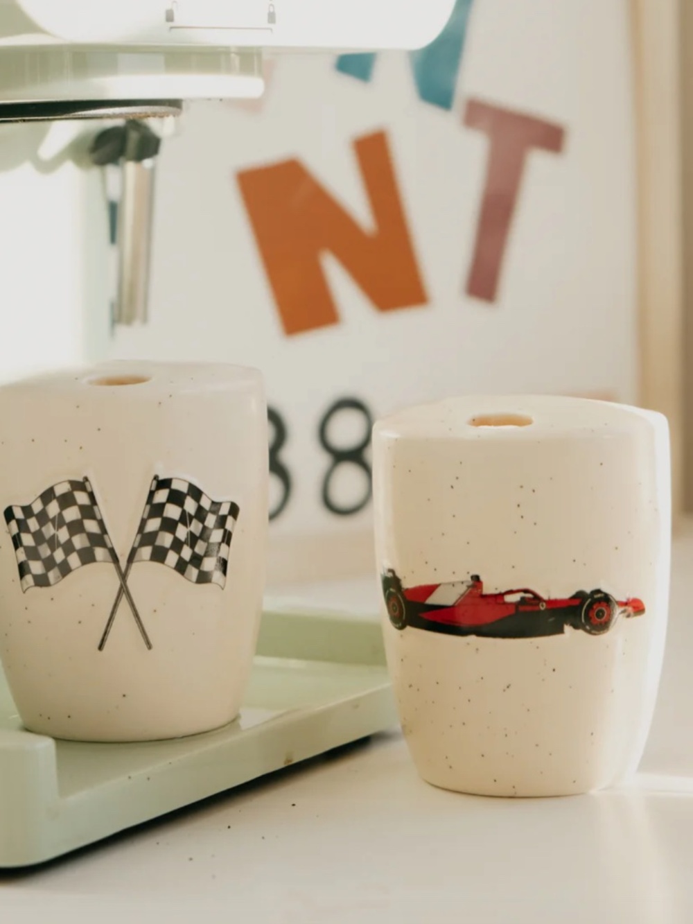 Set of 2 Handmade F1 Formula 1 Speckled Ceramic To Go Mugs